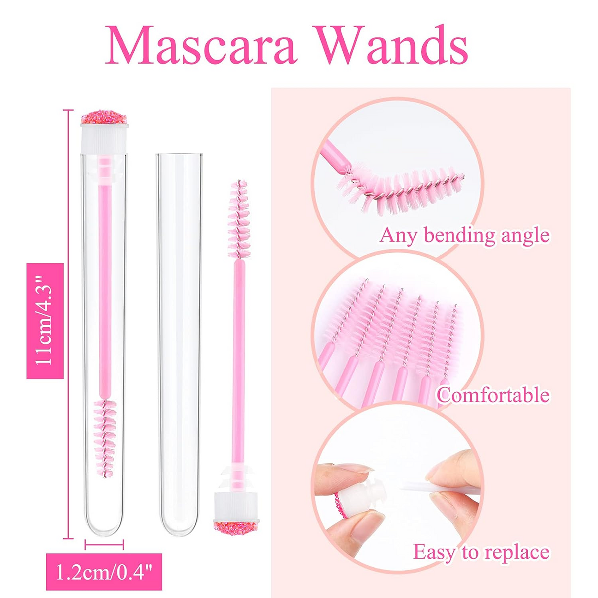 Reusable Lash Wand Tube with Diamond Keychain (50 Pcs Set)